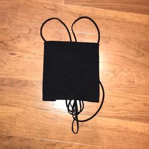 Black tie back crop top